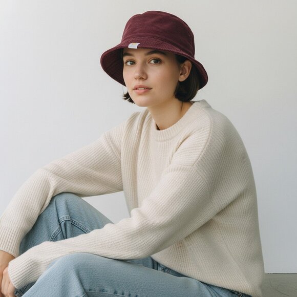 C & C Corduroy burgundy bucket hat - Picture 2 of 8